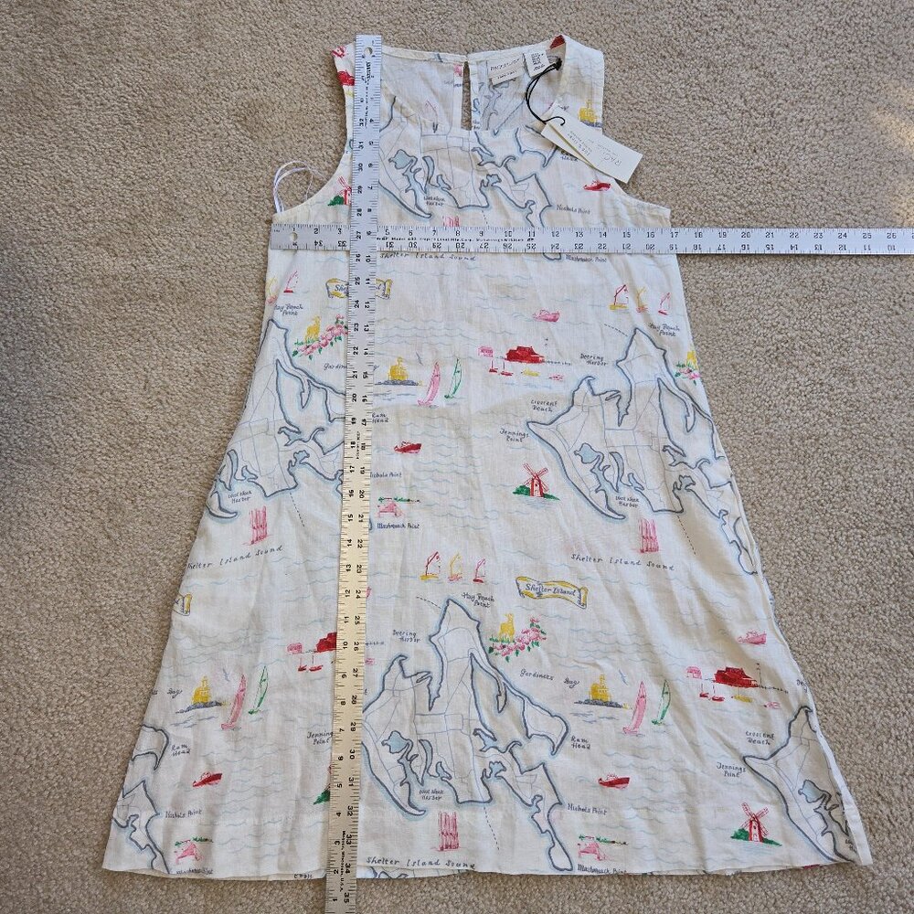 NWT Shelter Island Map Linen Dress Hamptons Long Island NY - Picture 1 of 10